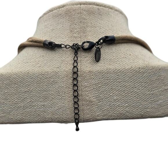 Lia Sophia Iridescent Shell Disc Tan Cord Beaded Pendant Necklace - Picture 5 of 6